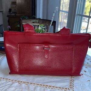 Chic Red Leather Tote Bag